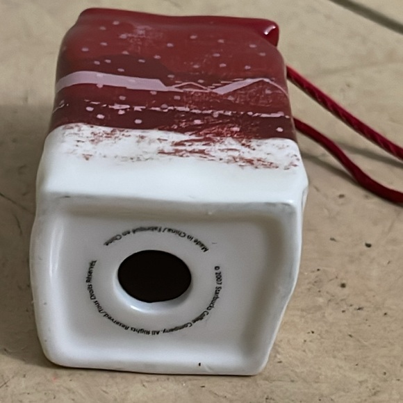 Starbucks 2007 Red Coffee Bag Ceramic Ornament - Picture 2 of 2